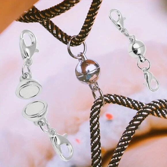 NEW 2pcs Round Shiny Alloy Magnetic Clasp Connectors Necklace/Bracelet - Picture 2 of 4